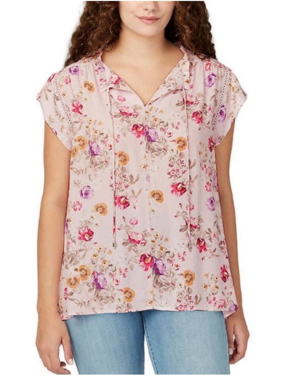 NWT XXL Lavender Floral Flutter Sleeve Blouse, David Bitton